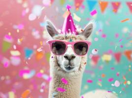 Llama Party Hat and Sunglasses photo
