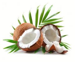 Coconut Fruit on Palm Leaf photo