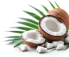 Coconut Fruit on Palm Leaf photo