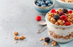 Granola With Raspberries and Almonds photo