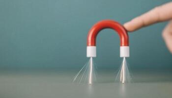 Hand Holding Magnet With Sparks photo