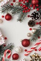 Christmas Decorations on White Background photo