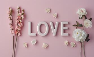 Love Word Arrangement With Flowers photo