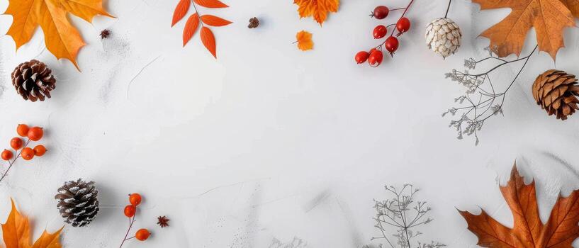 Autumn Leaves and Pine Cones Frame photo