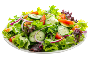 Fresh Green Salad with Cucumber, Tomato and Red Onion png