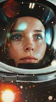 Woman Gazing Through Space Helmet photo