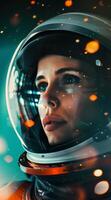 Woman Gazing Through Space Helmet photo