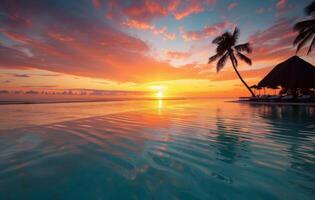 Infinity Pool Sunset in Mauritius photo