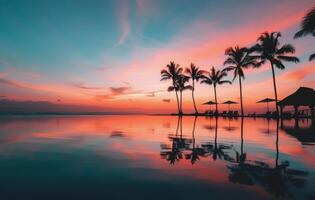 Infinity Pool Sunset in Mauritius photo