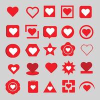 collection of love icons with different shapes and types vector
