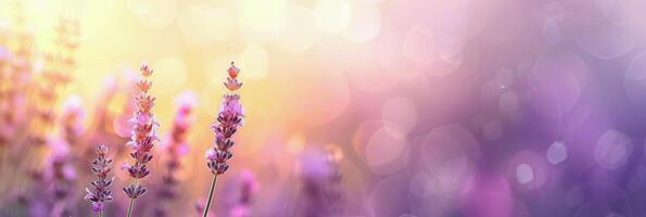 Lavender Flowers in Sunset Light photo