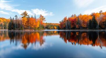 Fall Foliage Reflection in Lake photo