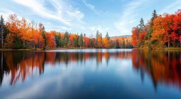 Fall Foliage Reflection in Lake photo
