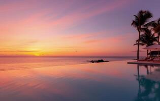 Infinity Pool Sunset in Mauritius photo