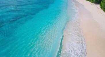 Aerial View of Waves Crashing on Sandy Beach photo