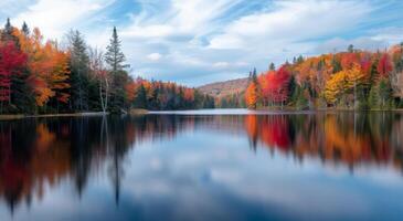 Fall Foliage Reflection in Lake photo