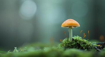 Orange Mushroom in a Green Forest photo