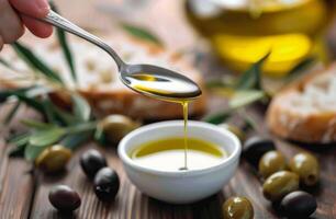 Olive Oil Drizzled on Bread photo
