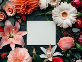 Floral Frame With Black Background photo