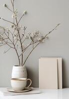 Blank Card With Flowers photo