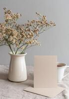 Blank Card With Flowers photo