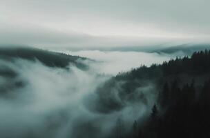 Morning Fog Over Hills photo