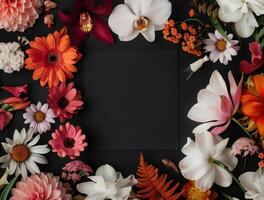 Floral Frame With Black Background photo