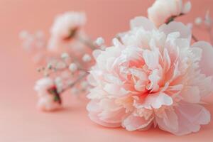 Pink Peony Close-Up on Pink Background photo