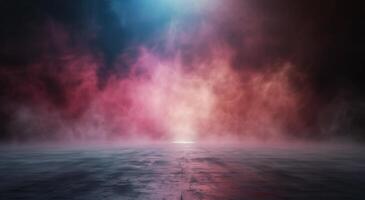 Pink and Green Fog On A Reflective Surface photo