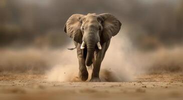 Elephant Walking on Dusty Path photo