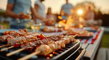 Grilled Skewers on a Hot Grill photo