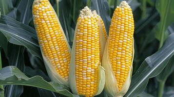 Three Ears of Corn in a Field photo
