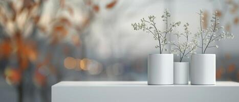 White Pots With Plants on a Shelf photo