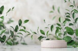 White Platform With Greenery photo