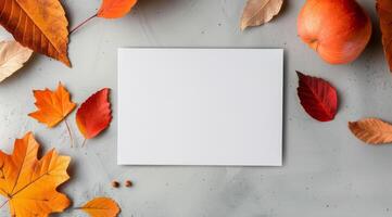 Autumn Leaves Surrounding a Blank Card photo