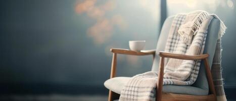 Cozy Chair With Blanket in a Room photo