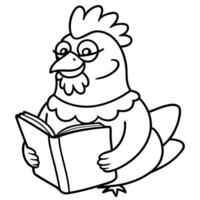 Chicken reading icon vector
