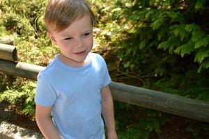 A nice Beautiful child in summer Park photo