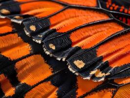 Stunning Microscopic Monarch Butterfly Wing Scales in Vibrant Orange and Black photo