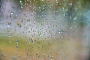 Rain drops on window glass. Abstract background texture. Weather forecast Antalya Turkey, Selective focus. photo