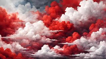 Red and White Clouds Background photo