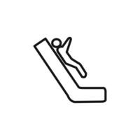 Man slide on slope icon linear graphics set vector