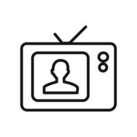 News presenter on TV Show icon linear graphics set vector