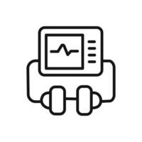 Rescue defibrillator icon linear graphics set vector