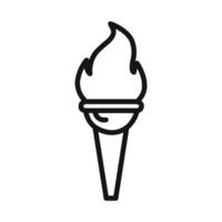 Torch flame icon linear graphics set vector