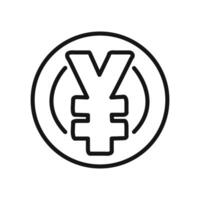 Yen sign icon linear graphics set vector