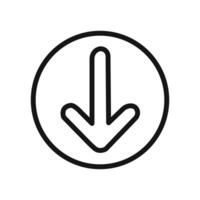 red Down arrow icon linear graphics set vector