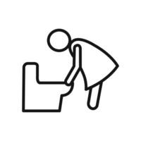 vomiting in bathroom icon linear graphics set vector