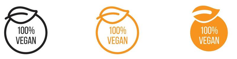 100 Percent Vegan Icon for Plant-Based Products vector