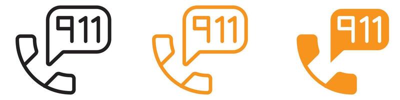 Emergency Call 911 Phone Number Icon for Safety and Urgent Assistance vector